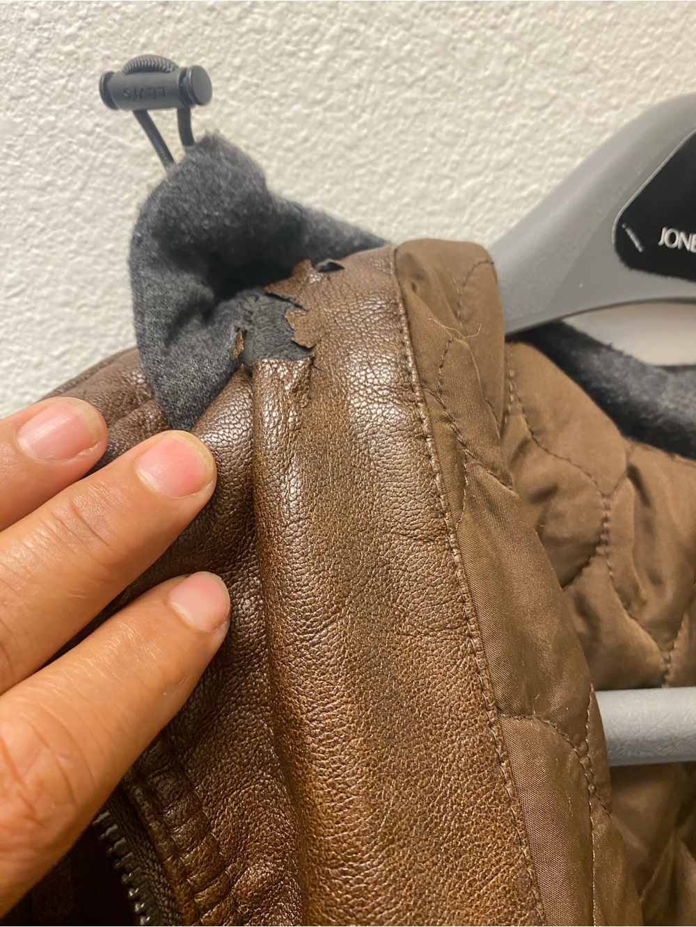 Levi’s Brown Quilted Faux Leather Jacket with Hood - Picture 2 of 9